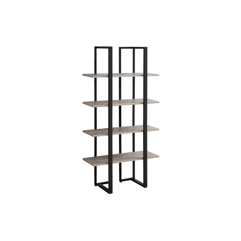 Bibliothèque, bibliothèque, étagère, 4 niveaux, H 60 po, bureau, chambre à coucher, stratifié brun, contemporain, moderne