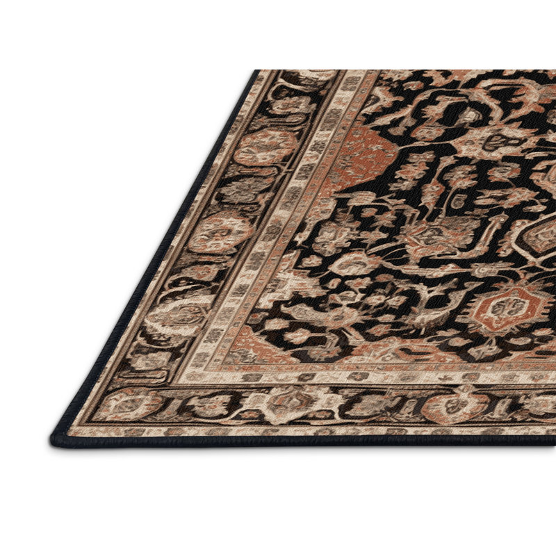 Tapis brun lavable à la machine, Rond 5 pi