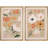 Abstract Botanical "Vibrant Orange & Green Boho Floral Artwork, Modern French Country Wall Pictures, Framed Canvas Giclee Print 2 Pieces Wall Art Set"-91068934-91068938