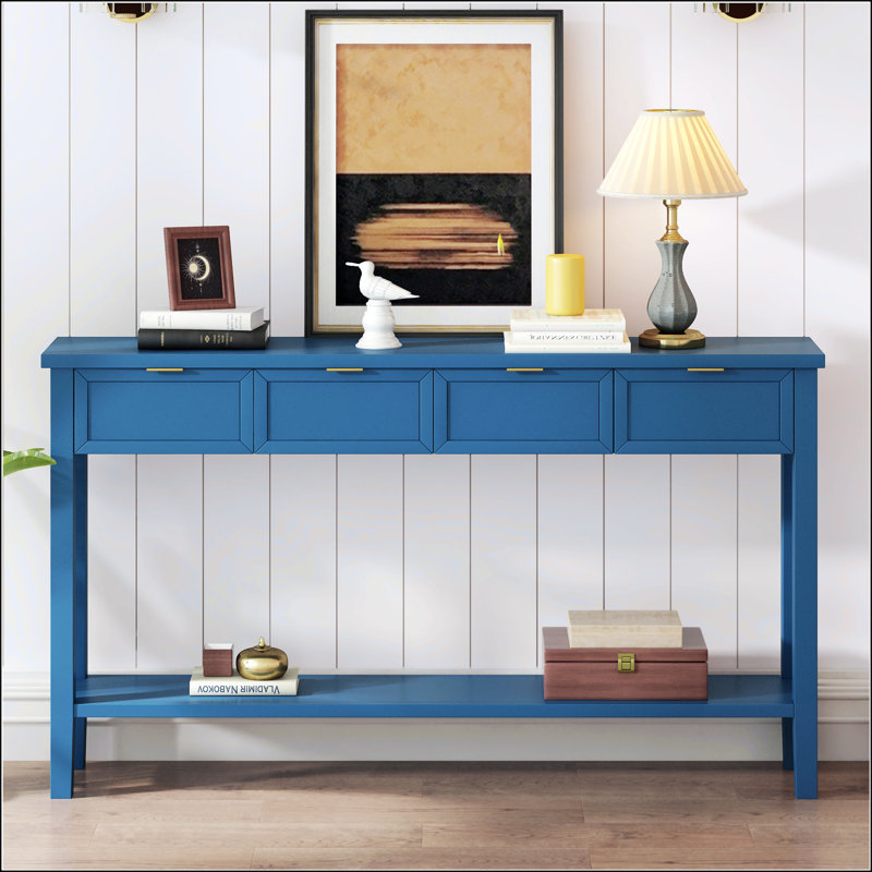 Console contemporaine de haute qualité avec 4 tiroirs spacieux, Marine