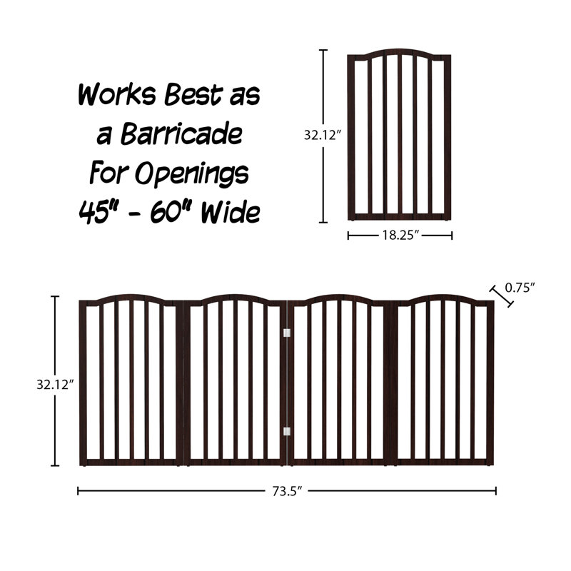 Wood Free Standing Pet Gate, Brown