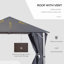 Pavillon de jardin à toit souple avec structure en acier et rideaux en filet-98183926