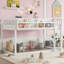 Lit superposé bas simple au-dessus de simple, lit superposé au sol avec échelle, lit superposé simple en bois massif pour enfants et enfants, blanc-224022730