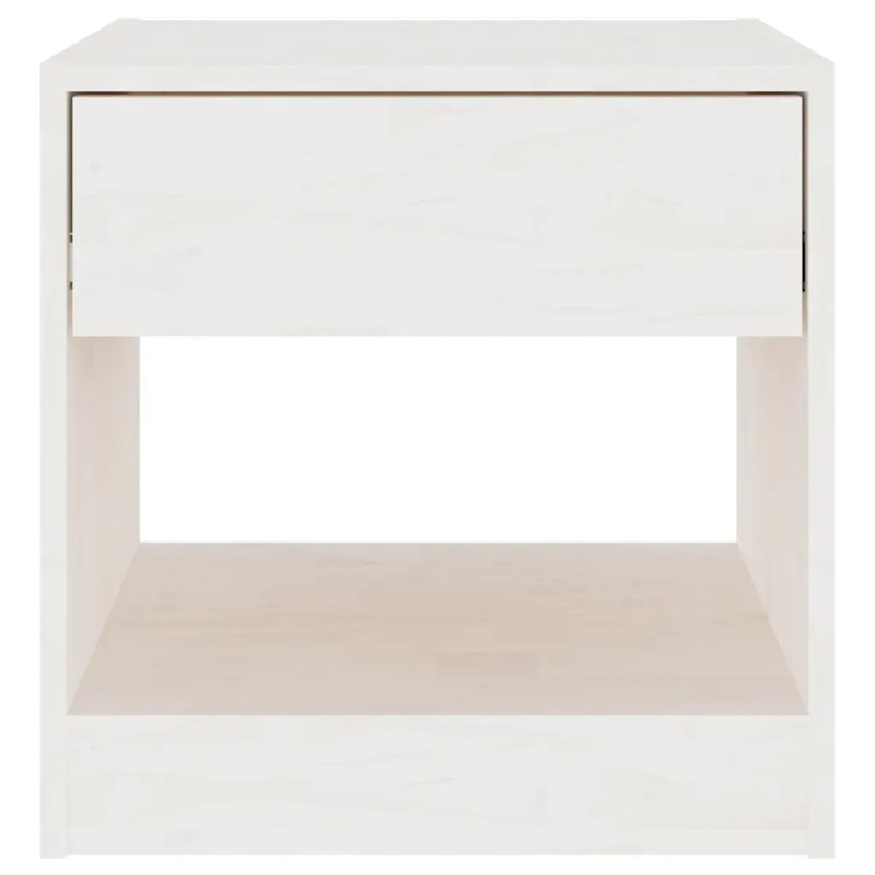 Giggetts 40cm W Solid Wood Bedside Table, White, 1