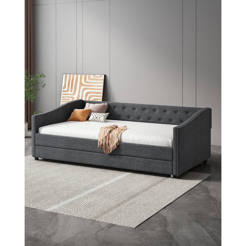 Twin Size Daybed with Twin Size Trundle, Twin, Dark Gray