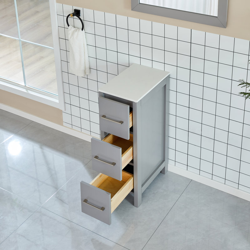 Brescia 12" Freestanding Bathroom Side Cabinet with 3 Drawers, Gray