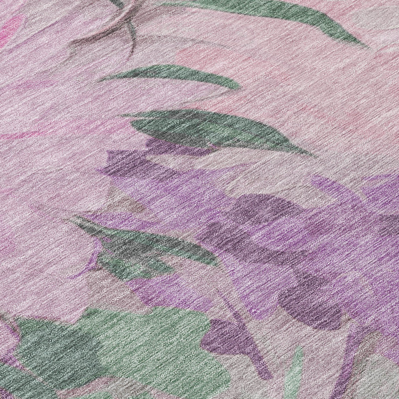 Machine Washable Indoor/Outdoor Huseby ACN2264 Floral Rug, Rectangle 3' x 5'