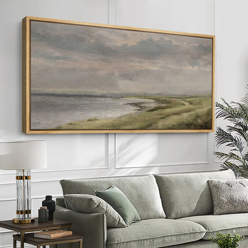 «French Country Rustic Landscape», impression sur toile surdimensionnée encadrée, H 30 po x l 60 po, Naturel