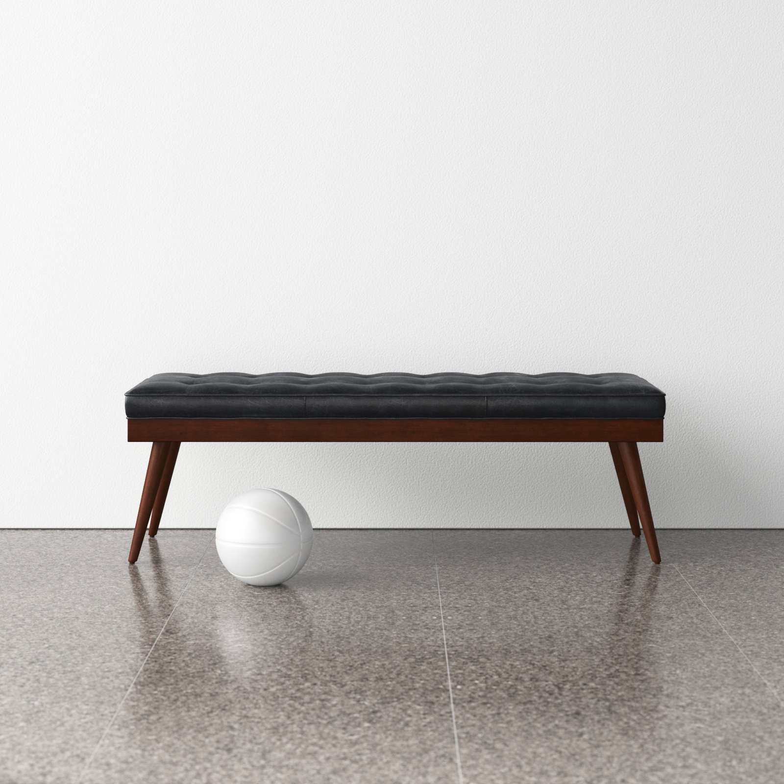 Luca 55" Genuine Leather Entryway Bench, Onyx Black