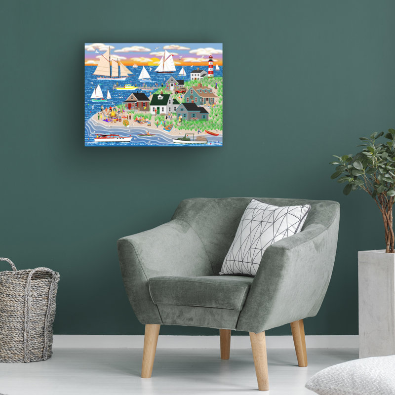 «Beach Bonfire Gathering» par Mark Frost, impression sur toile tendue, H 24 po x l 32 po