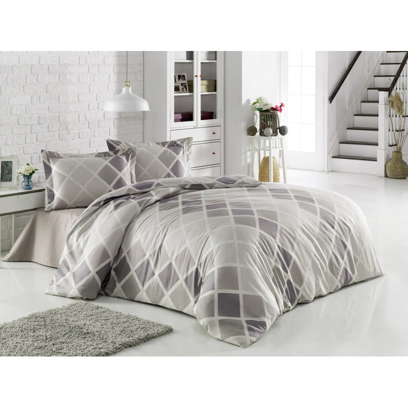 Ensemble de housse de couette 100% coton Haeng, Housse de couette 61 po x 87 po + 1 taie d'oreille