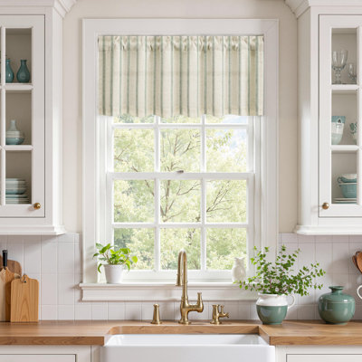 Houghtaling Farmhouse Linen Blend Light Filtering Kitchen Valance
