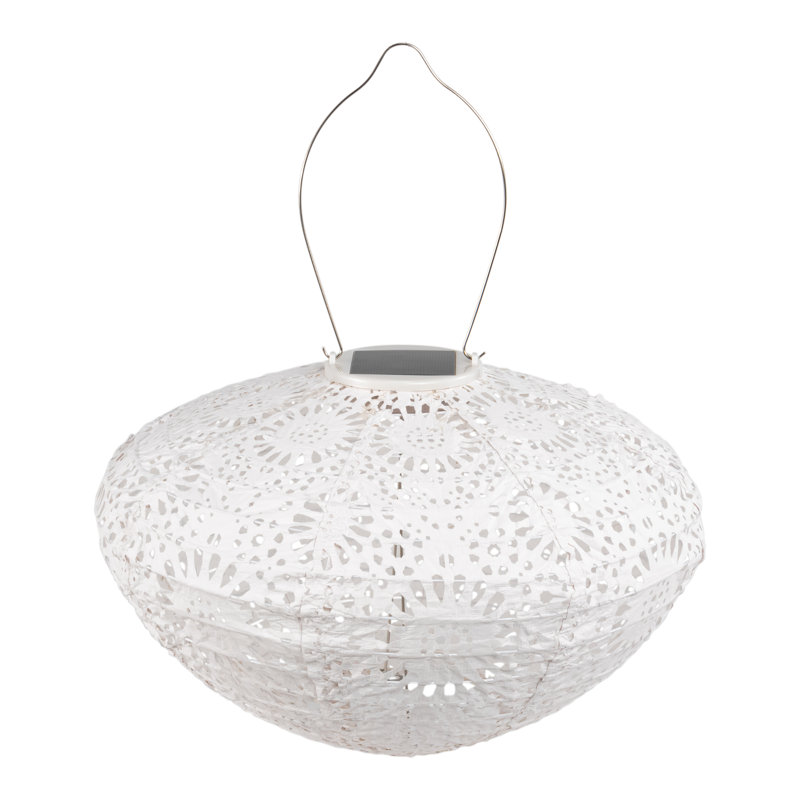 White Ceramic Hanging Winter Candle Lantern