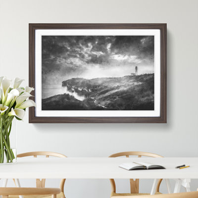 Moody Lighthouse and Seascape - Picture Frame Painting Print