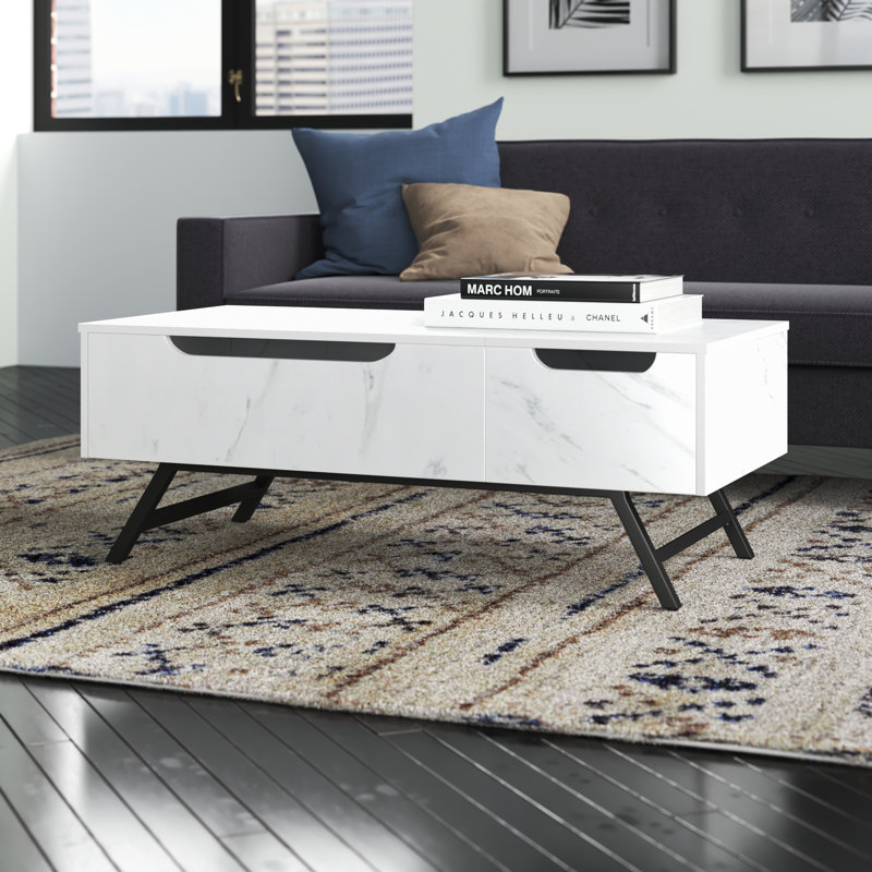 Steinhauer 1-Drawer Coffee Table, White, 18" H x 48" L x 23" W