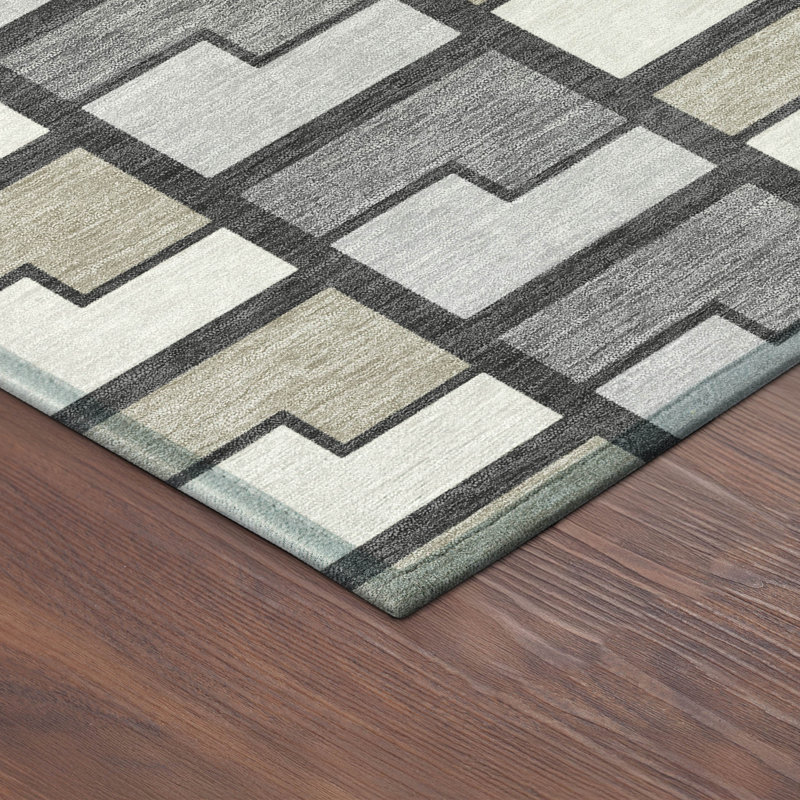 Machine Washable Indoor/Outdoor Lockway ACN2417 Geometric Rug, Rectangle 9' x 12'