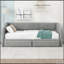 Lit de jour simple tapissier très grand avec deux tiroirs, gris