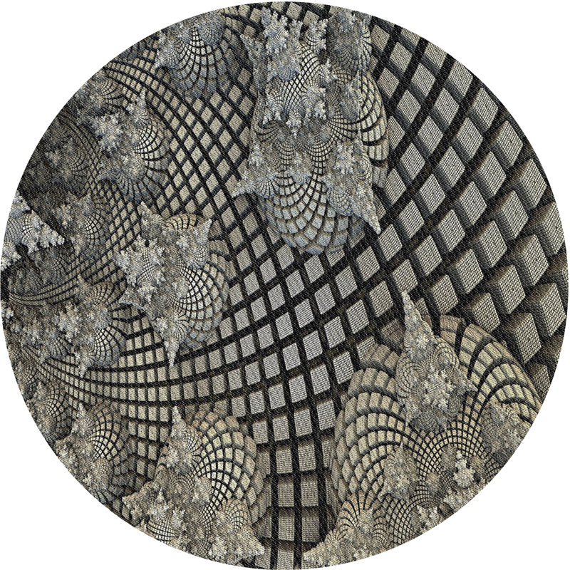 Tapis zone grise à motifs, Rond 6 pi