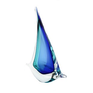 Murano Glass Design Crystal Piemonte Vase Aqua Ruby 12 Ht.