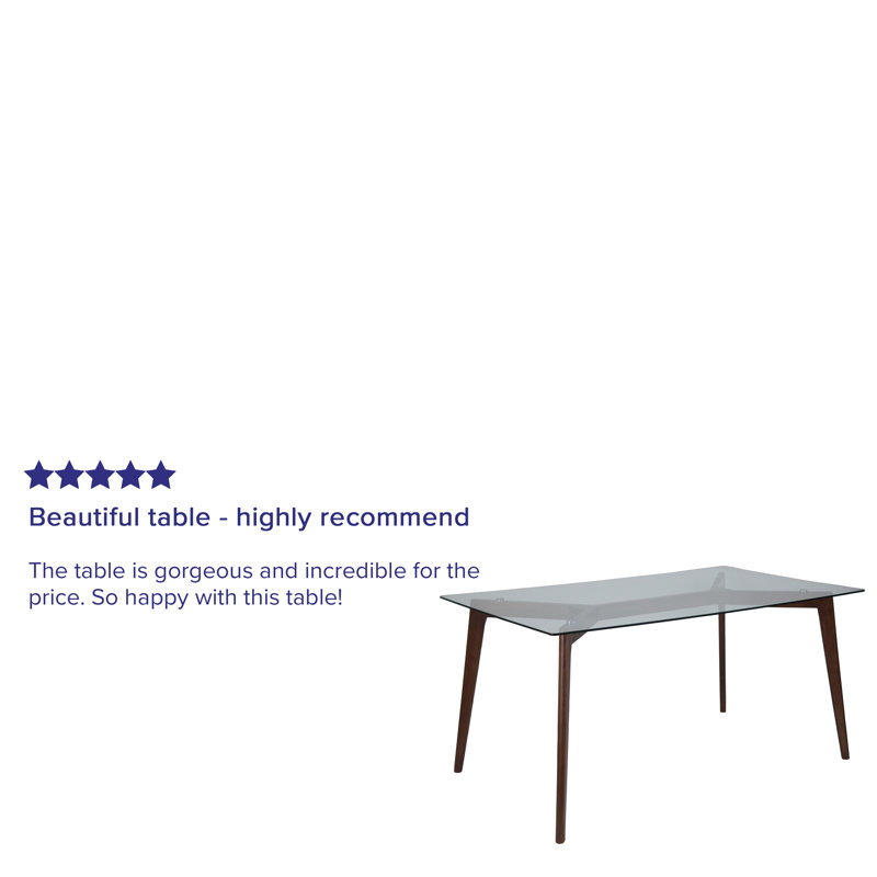35.25'' x 59'' Solid Wood Table with Clear Top, Walnut