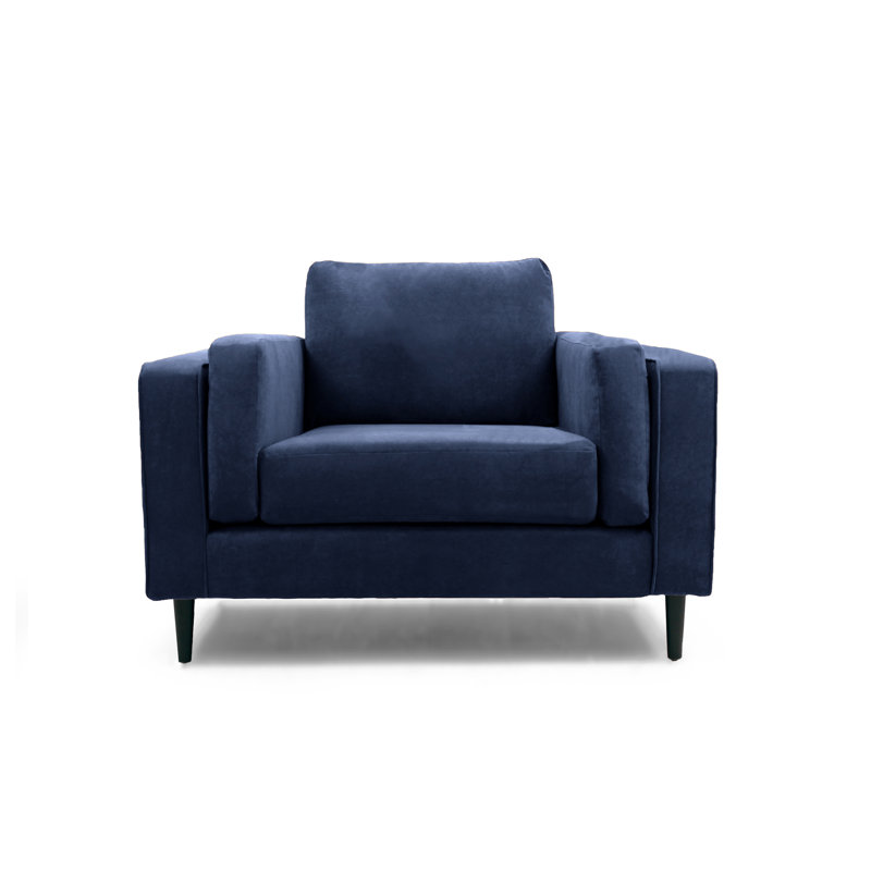 Deavian Velvet Armchair, Navy Blue