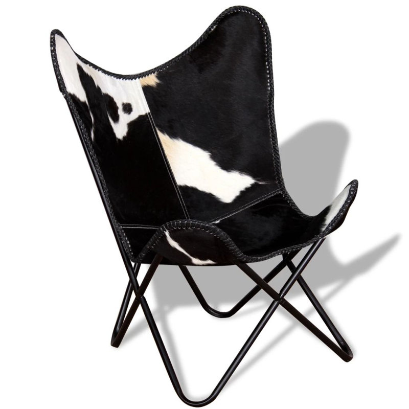 Mullins Upholstered Butterfly Chair, Black/White