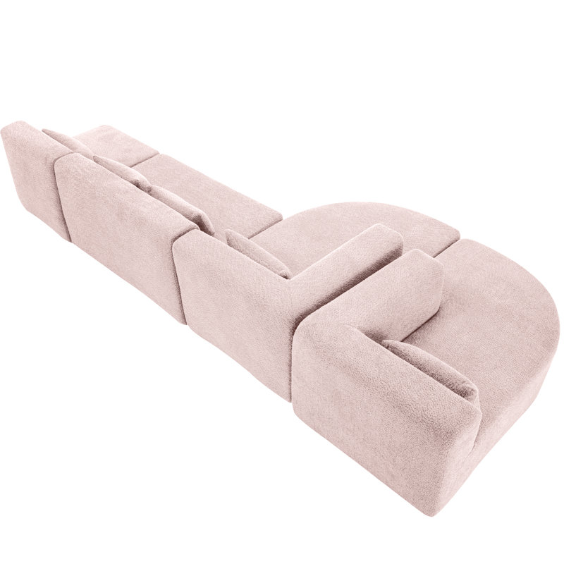 Rose avec motif combiné de 144 po, deux chaises longues mobiles, cinq coussins de dossier et de bons modules de confort de soutien, longue durée