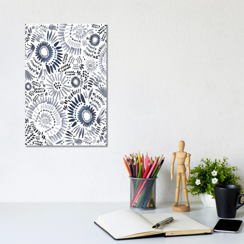Blue Floral Fun by Leah Straatsma - Wrapped Canvas Gallery-Wrapped Canvas Giclée, 20.32 cm H x 30.48 cm W