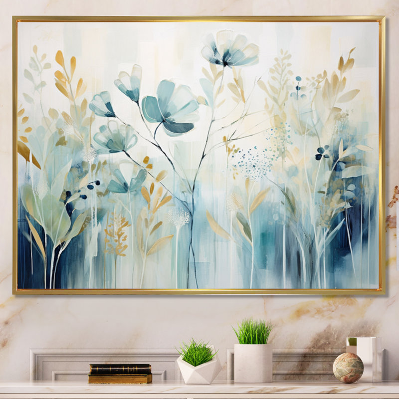 Impression sur toile botanique, impression de jardin floral bleu - Jardin botanique bleu II, H 16 po x l 32 po x P 1 po