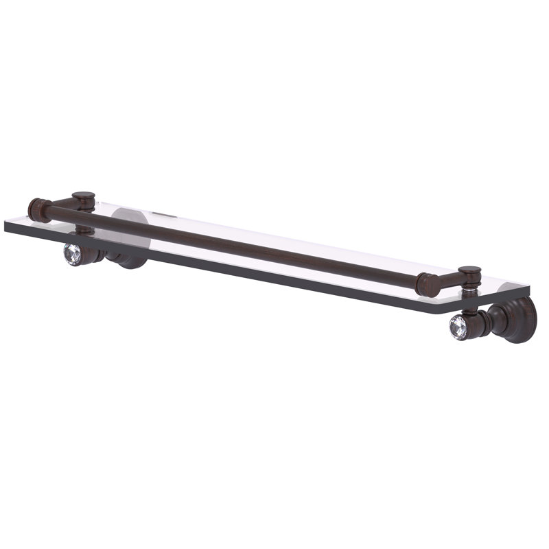 Freyja Glass Bracket Shelf, 3.3" H x 22" W x 5.54" D, Venetian Bronze