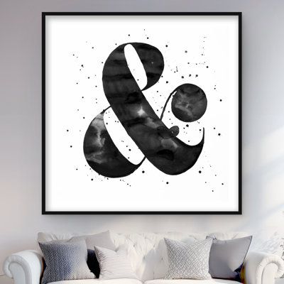 Ampersand - Black & White Typo & Symbols Framed Print Decor