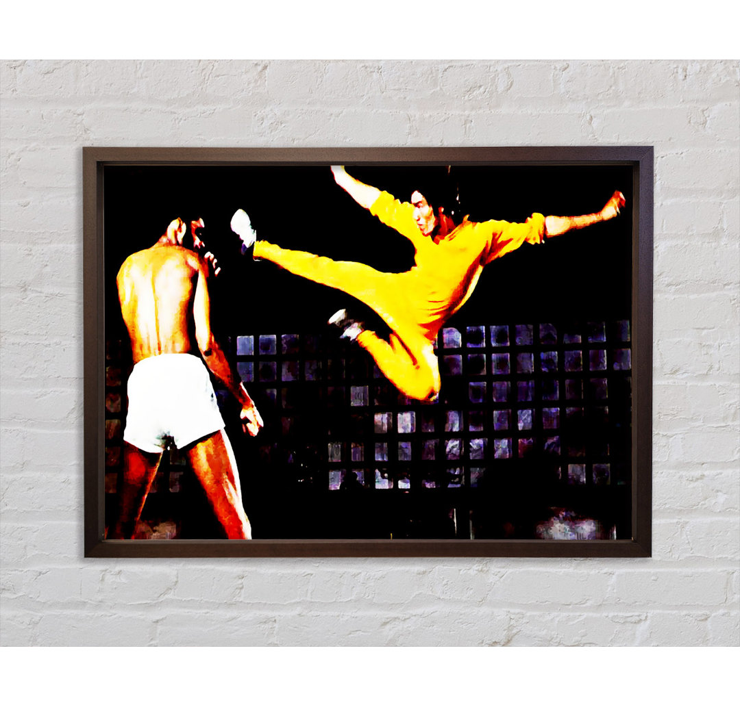 Bruce Lee Flying Kick - Einzelner Bilderrahmen Kunstdrucke auf Leinwand