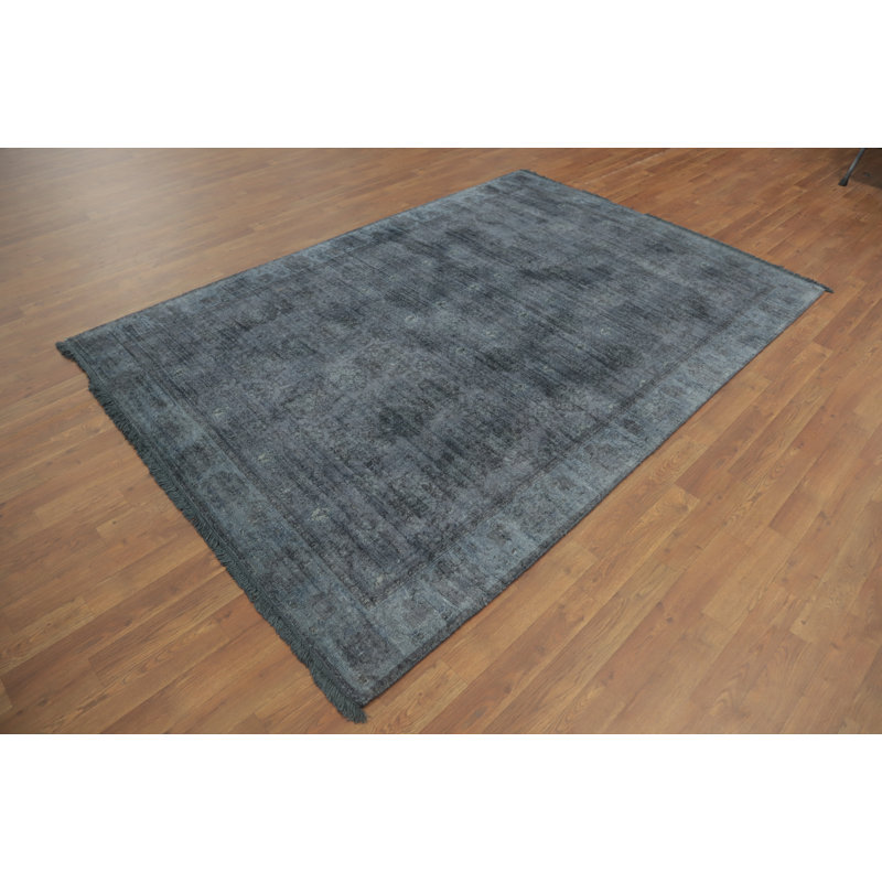 Tapis unique en coton gris anthracite et gris 7 pi 11 po x 5 pi 6 po