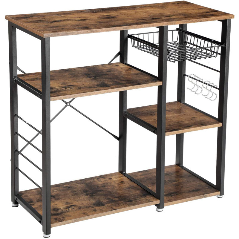 Irvine 35.5'' Steel Standard Baker's Rack with Microwave Compatibility, Light Brown, 33" H x 35.4" W x 15.7" D