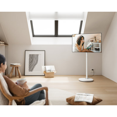 FITUEYES Design Rolling TV Cart For 24-48 Inches TV, Minimalist Modern TV Floor Stand On Wheels Fits Max VESA 200X200mm by Rebrilliant