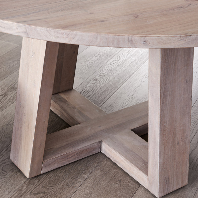 Tanya Round Solid Wood Dining Table, Whitewashed