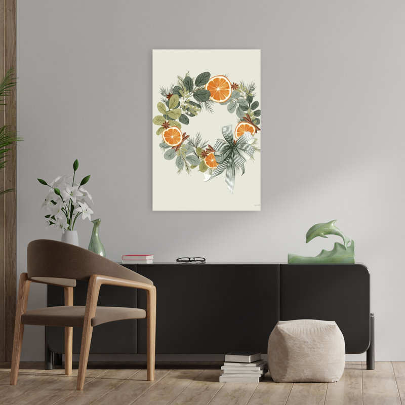 Cannelle et couronne d'agrumes, art contemporain de pin, H 36 po x l 24 po