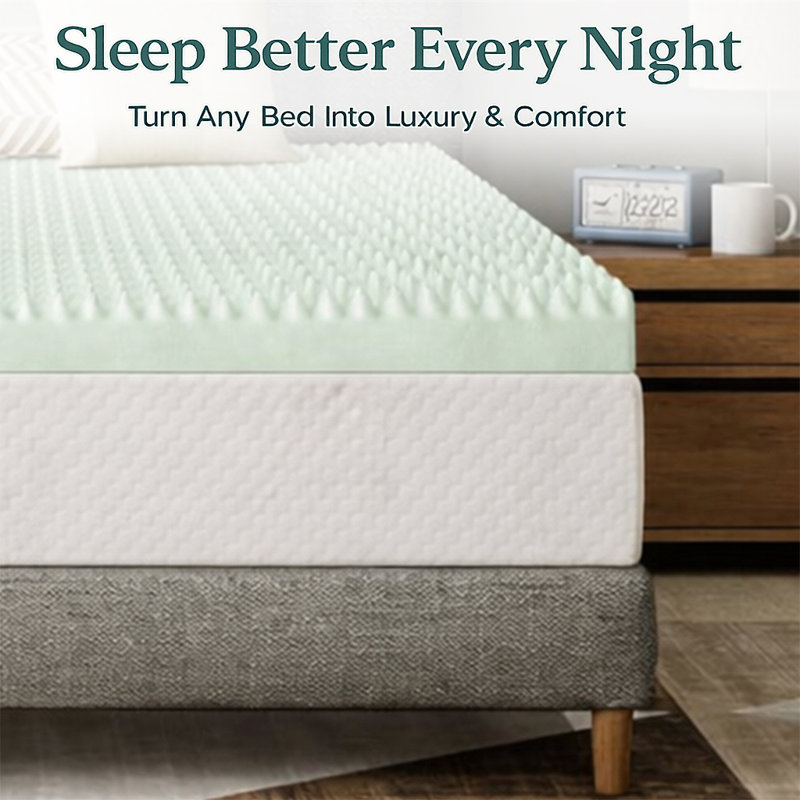 Convoluted Egg Shell Design Mattress Topper, High-Density Supporting Bed Pads, Twin, 1"