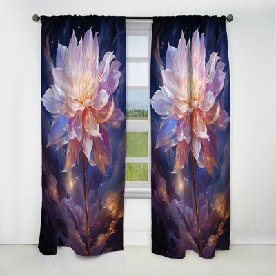 Fractals Flowers Essence II - Fractals Curtain - Velvet Blackout Abstract Curtain - 1 Panels