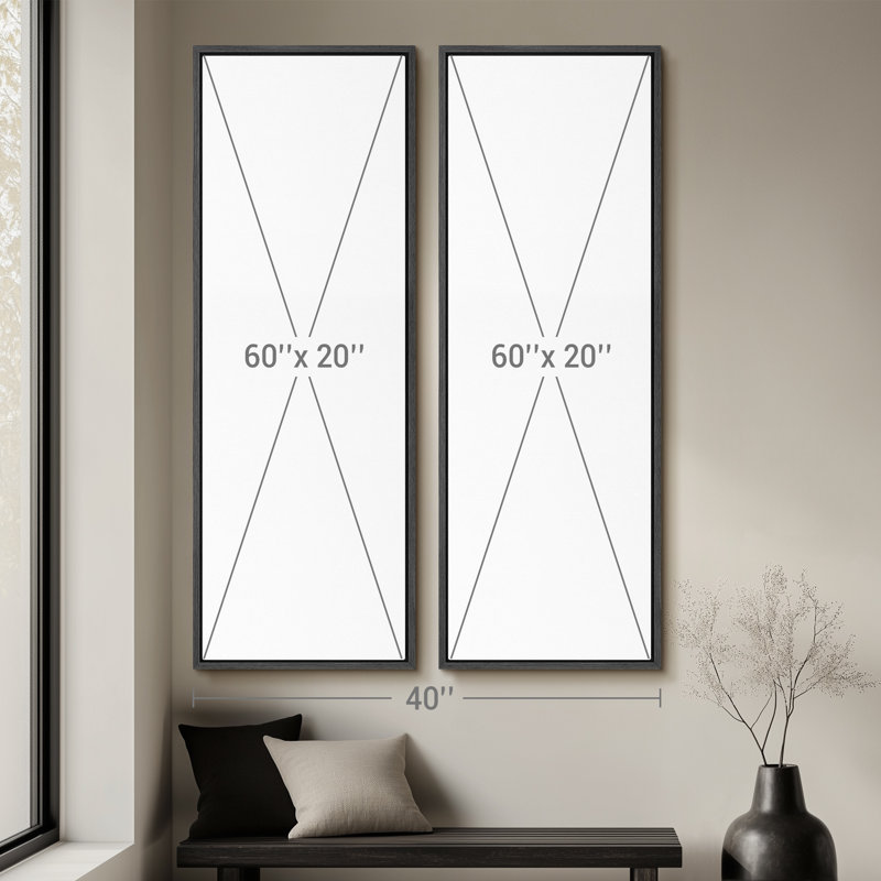 «Vintage Landscape Wall Art», ensemble de 2 toiles encadrées 20 x 60 pouces, Noir
