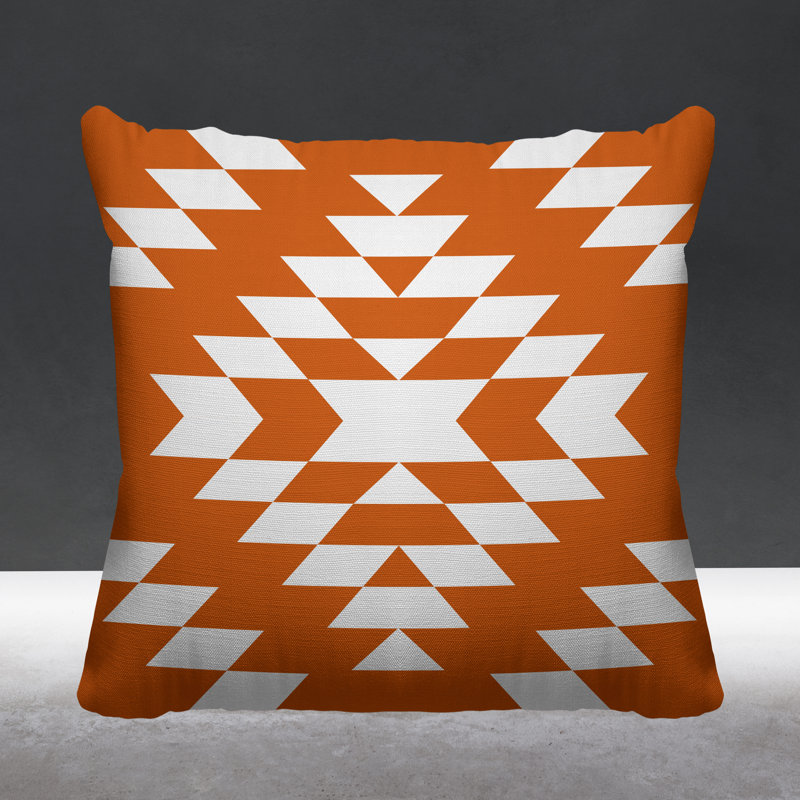 Coussin intérieur / extérieur Chantico Southwestern, 15 po x 15 po, Orange, Carré