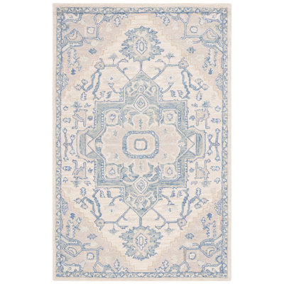 Tapis ivoire / bleu en laine / coton touffeté à la main Lauren Ralph Lauren