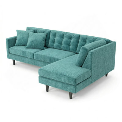 Talmadge Sectional – Made in USA,  Custom Fabric Options, L-Shaped Sectional Wholesale Sectional Furniture - Hepburn Emerald light Green - Fabric Colo