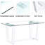Superbe table de salle à manger en verre avec plateau trempé de 0,4 po et support blanc, rehaussant votre espace de support rectangulaire tendance pour un look chic