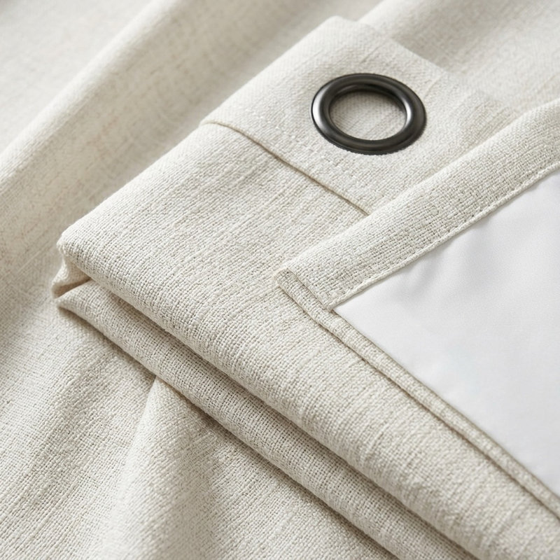 Linen Look 100% Blackout Patio Curtain, Anti-Rust Grommet Extra Wide Sliding Door Panel 100x84, Ivory