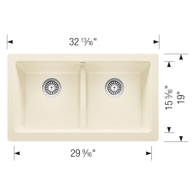 Vintera SILGRANIT 33" Double Bowl Apron-Front Farmhouse Sink, Biscuit