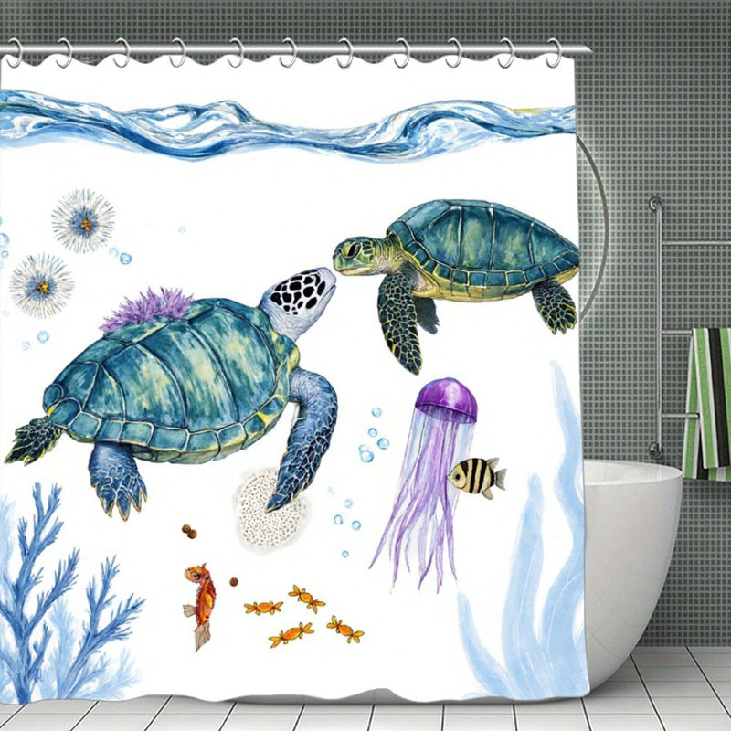 Rideaux de douche Sea Turtle pour salle de bain, 71 x 71