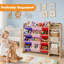 Rangement pour jouets d'enfants en bois massif avec 12 bacs et 3 tablettes ouvertes