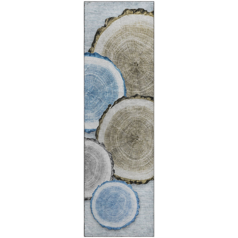 Premium Machine Washable Cerrito AMF575 Blue Rug, Runner 2'3" x 7'6"