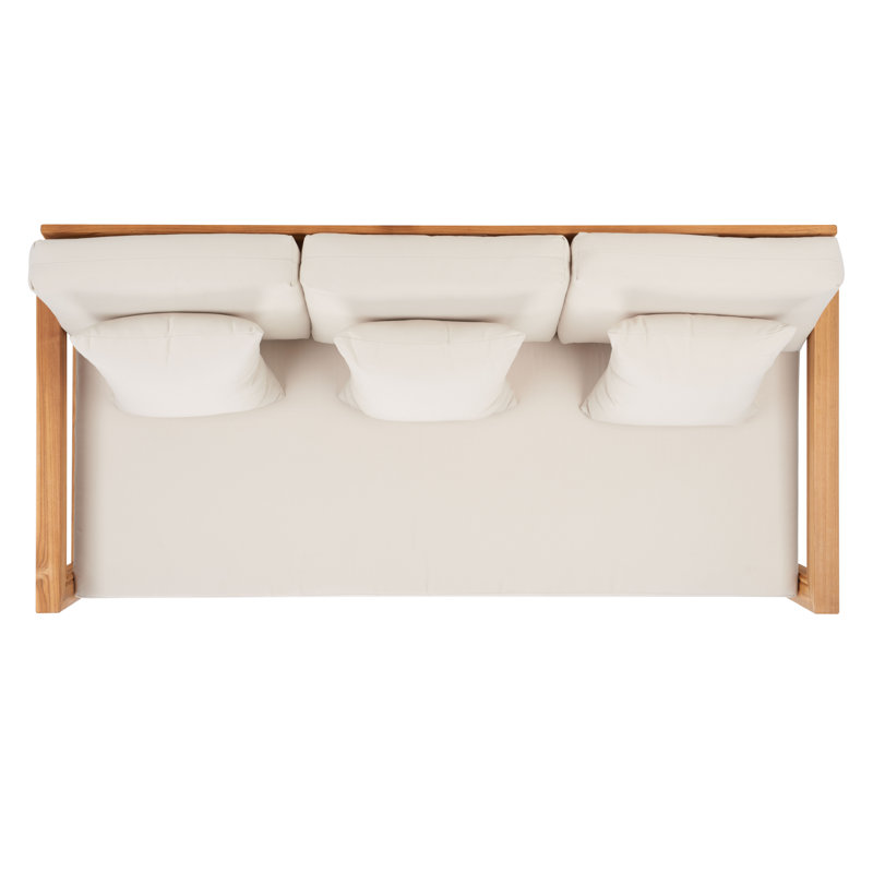 Montford Teak Patio Sofa with Cushions, Beige Melrose